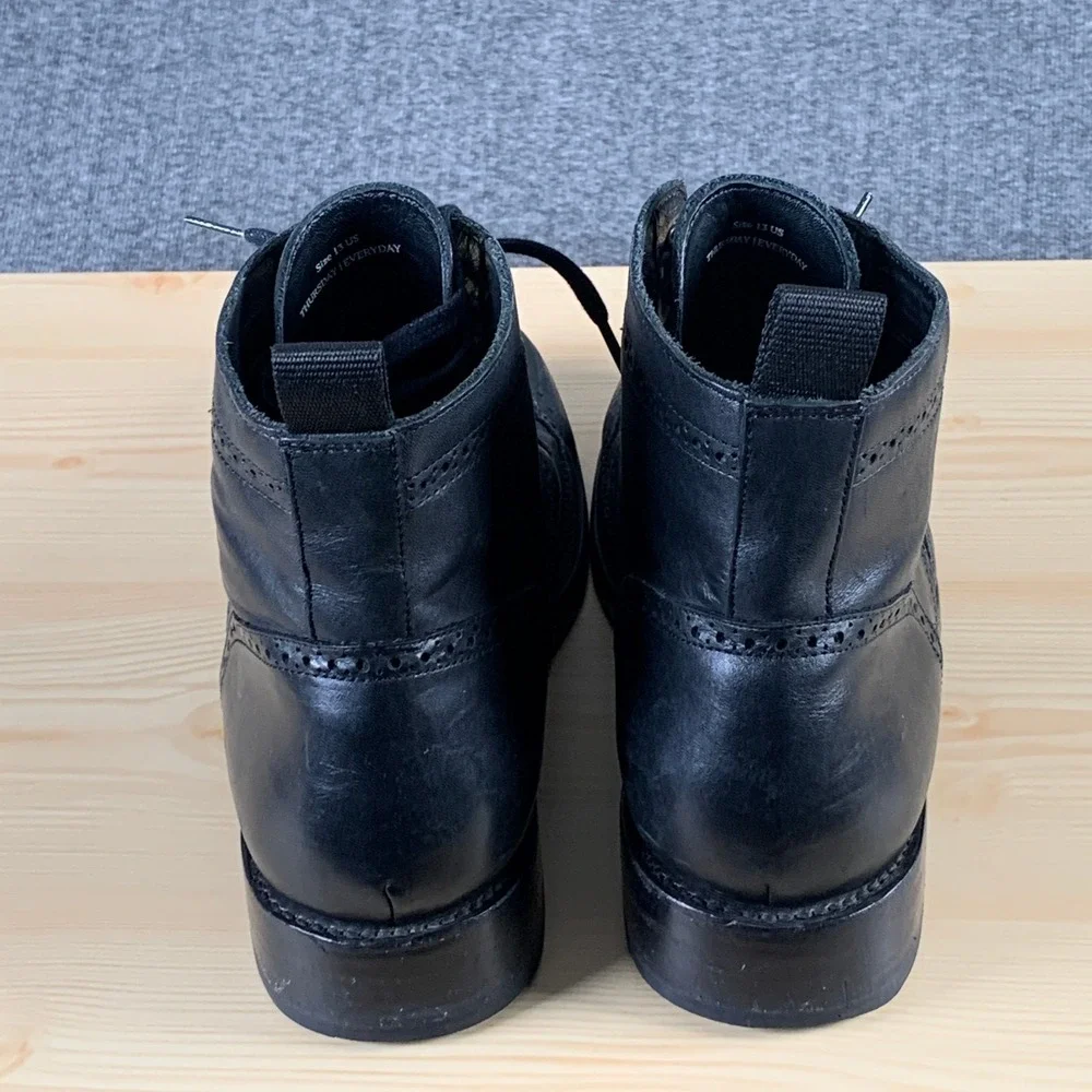 Thursday Boot Co Wingtip Boots Men US 13 Black Lace Up High Brogue